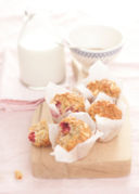 Raspberry & pinenut muffins