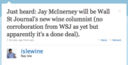 Just heard: Jay McInerney will be the WSJ wine columnist…