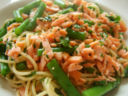 Un primo estivo: spaghetti salmone e fagiolini profumati al limone
