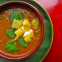 Una ricetta Nuova: La Zuppa di Pomodori grigliati con Dadini di Melanzane