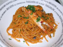 Ricette pesce: gli spaghetti alla polpa di granchio con (finta) salsa rosa alla vodka