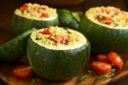 Zucchine ripiene di cous cous al pesto