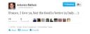 Scopri l’errore | Antonio Galloni su Twitter loda l’Italia del cibo. No, aspetta…