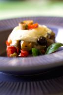 Tortino di melanzane perline, chévre fondente