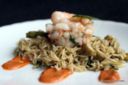 Basmati integrale con carciofi e tartare di gamberoni