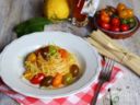 Spaghetti con colatura di alici e pomodorini