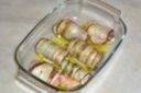 Involtini di melanzane con pesto alle noci, Leerdammer e prosciutto cotto