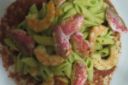 Pasta prezzemolata, olive, gamberi e triglie