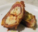 Rotolo di coda di rospo, gamberi e speck