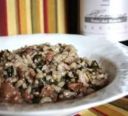 Risotto con salsiccia e spinaci