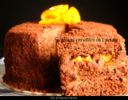 Torta al cioccolato con mousse al cioccolato e arance caramellate