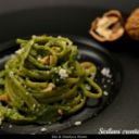 Linguine con pesto di bietole, noci e pecorino