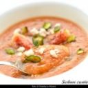 Gazpacho di melone con fichi, feta e pistacchi