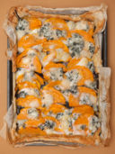 Sfoglia di zucca, gorgonzola e cipolle rosse