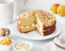 Torta alla ricotta con mandorle e crema di ricotta e albicocche