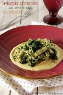 Tagliatelle di crepes con cime di rapa su crema di ceci