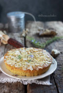 Ricotta polenta cake with lemon rosemary syrup