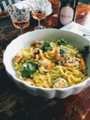 Tagliatelle con Mazzancolle, Pepe Rosa e Salsa al Vino Rosé