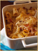 Mezzi rigatoni con cavolo cappuccio, speck e scimudin