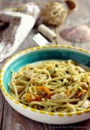 Linguine con spada, pomodorini gialli e pesto di pistacchi