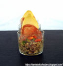 Verrine con quinoa tricolore,campanella del borgo, verdura e frutta