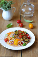 Spaghetti con melanzane e pomodorini datterini