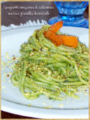 Spaghetti con purea di salicornia, zucca e granella di nocciole