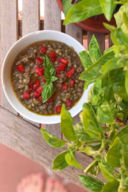 Insalata di lenticchie con crema di verdure