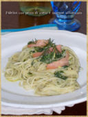 Fidelini  con pesto di aneto e salmone affumicato