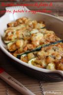 Zucchine ripiene di fiori di zucca e patate, con gratinatura di mozzarelline