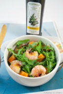 Insalata di gamberi, rucola e papaya