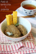 Paté di lenticchie con quadrotti di polenta croccante