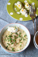 Risotto all'arancia, caprino ed erba cipollina con quenelle di caprino