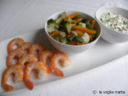 Mazzancolle al vapore con verdurine e salsa allo yogurt e zenzero